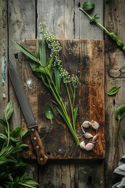 Kuchnia z garnkami, zioła i narzędzia